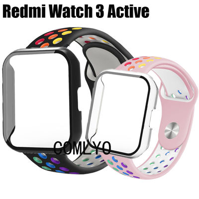 สำหรับ Redmi Watch 3 Active Case เกราะป้องกันกันชนคลุมทั้งหมดสายสายรุ้งซิลิโคน Band