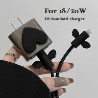 Black Cable Protectors Set For iPhone 12 13Pro Fast Charging Protector USB Data Cable Line Protection Sprial Cable Protective