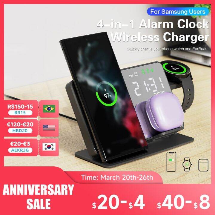 4 in 1 Wireless Charger for Samsung Galaxy S23 S22 Ultra Fast Charging