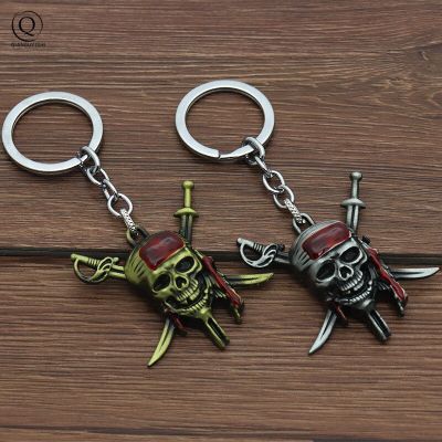 Pirates of the Caribbean Keychains Captain Jack Sparrow Mask Skull Head Keychain Key Ring Fashion Key Holder for Movie Fans Gift Key Chains