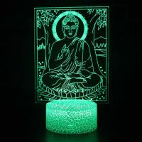 3D Buddhism LED Night Lights Buddha Model Touching LED Lamp Room Decoration Buddhism Merchandise Religion Lights For Buddhist