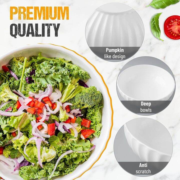 Twentythree White Ceramic Serving Bowl 10 inch Extra Large Porcelain