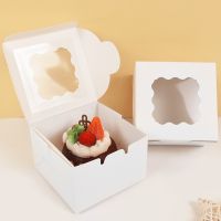 【YF】❉⊕✳  5Pcs Paper Brown/White Cardboard with Transparent Window Chocolate Cookie Boxes Wedding Favor