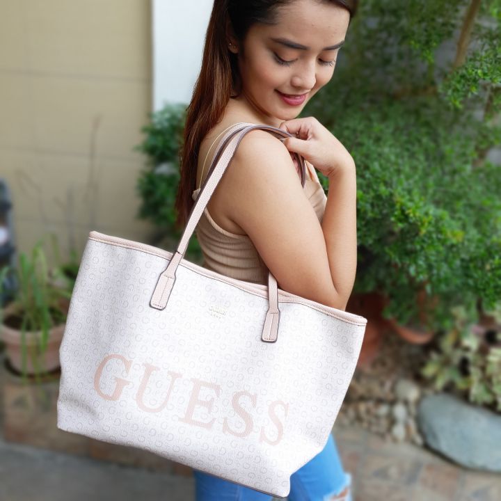 GUESS Vikky Tote w/ Convertible Pouch - Mocha Logo