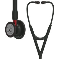 3M Littmann Cardiology IV Diagnostic Stethoscope, Black-Finish Chestpiece, Black Tube, Red Stem and Black Headset, 27 inch, 6200 Black Chestpiece, Black Tube, Red Stem