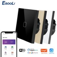 ❧◘ EsooLi Tuya Smart Life Glass Panel EU/UK Standard Touch Switch Zero/Single Fire Line Voice Control Light Wireless Wall Switch