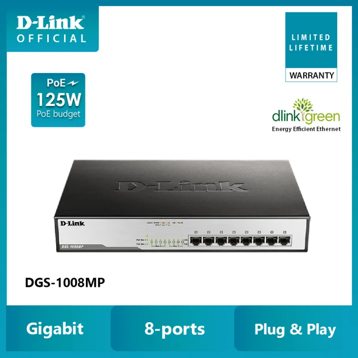D-Link DGS-1008MP 8-Port PoE Desktop Switch | Lazada.co.th