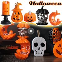 【LZ】☊☌✘  LED Candle Light para Decoração de Halloween Lâmpada De Abóbora De Plástico Para Casa Bar Casa Assombrada Decoração De Festa De Férias Horror Props