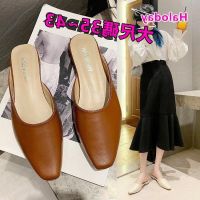 COD DSGRTYRTUTYIY Large Size 35-43 Extra Womens Shoes 41 Plus Half Slippers 42 Fashion Low Heel Student Muller Pointed Sandals Comfortable Work