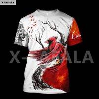 Xzx180305 tyrannosaur ethenadi andrbis Cardinal Red Bird original tattoo 3D silk print MEN1 Unisex casual top tee streetwear