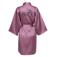 Wedding Party Team Bride Robe Kimono Satin Pajamas Robe bridesmaid robe with black letters bathrobe bride robes