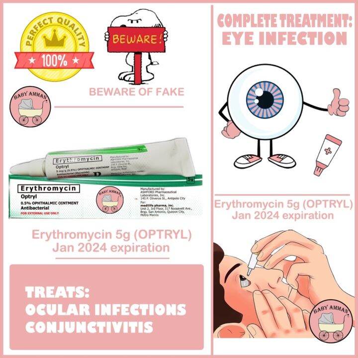 Ins Recommend Erythromycin Opthalmic Eye Ointment 5g Optryl For