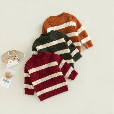 Children Sweaters Autumn Winter Kids Boys Girls Long Sleeve Stripe Knit Sweater Baby Kids Boys Girls Pullover Sweaters Clothes