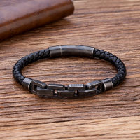Vintage Punk Style Men Bracelet Bicycle Chain Stainless Steel Chain Bracelet Black Quality Leather Bracelets for Men Jewelry