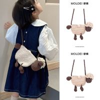 Hand-knitted small wool line coin purse mini cute small bag female 2023 new Messenger childrens woven bag 【QYUE】