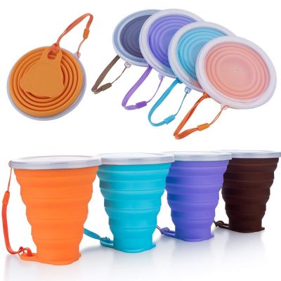 【High-end cups】 พับถ้วย270มิลลิลิตร BPA ฟรีอาหารเกรดน้ำถ้วยเดินทางซิลิโคนหดสีแบบพกพากลางแจ้งกาแฟ Handcup
