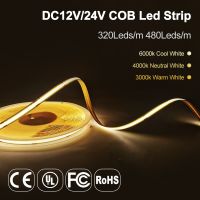 10m/Roll COB Led Strip Light 320 480 Leds/M High Density Flexible 5/8mm Tape Linear Dimmable Warm Nature Cool White RA90 DC24V