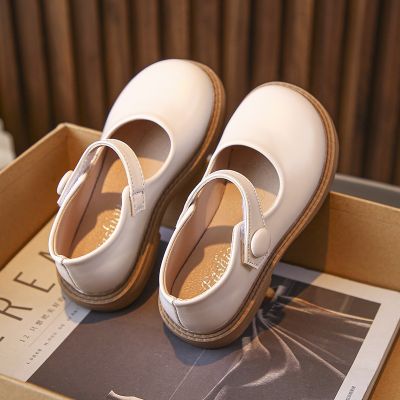 Kids Leather Shoes Spring Retro Solid Color Soft Bottom Loafer Girls Princess Pu Non-slip Childrens Flat Casual Leather Shoes