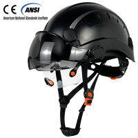 CE ก่อสร้างหมวกนิรภัยกับ Visor สร้างขึ้นในแว่นตาสำหรับวิศวกร ABS ฮาร์ดหมวก ANSI อุตสาหกรรมทำงานหมวกป้องกันศีรษะ