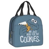 ∋ Cookie Monster Insulated Lunch Tote Bag for Women Men Cartoon Sesame Street Portable Thermal Cooler Food Lunch Box for School