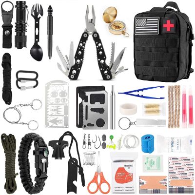 Survival First Aid Kit Outdoor Survival Gear Emergency Kits Trauma Bag SOS Utility Multi-tool Kit EDC Bag for Camping Hunting