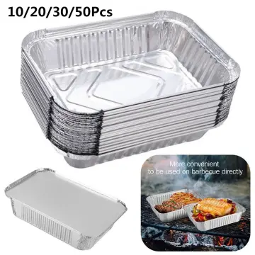 Aluminum Mini Disposable Loaf Pans With Lid Foil Toaster Oven Pans Oblong  Foil Bread Containers Tin Food Storage Tray For Catering Party 50pcs