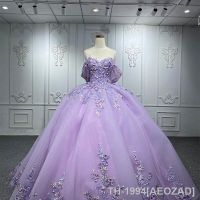 ✲ AEOZAD Vestidos Quinceanera frisados fora do ombro para mulheres vestido de baile renda aniversário inchados