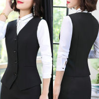 5XL Formal Career Black Red Womens Vest  Summer Slim V-Neck Gilet Femme Waistcoat Female Sleeveless Jacket Work Wear Autumn