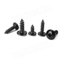 Universal Car Bumper lip Installation Screws Cross Mushroom Head Black Carbon Steel Phillips Head Self-tapping Screws M4 M5 Nails Screws  Fasteners