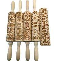 Christmas Print Rolling Pin/Flower Wooden Rolling Pin Embossing Rolling Pin Embossed Rolling Pin Wood Christmas Rolling Pin Bread  Cake Cookie Accesso