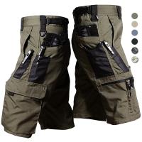 Mens Cargo Shorts Summer Tactical Cropped Trousers Military Outdoor Waterproof Multi-pocket Bermudas Pants Camo Ripstop Hiking