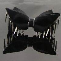 2021 New Mens Fashion Punk Rivet Bow Tie Hip Pop Black Male Special Metal Nail Necktie Rock Style Bowtie Nails Screws Fasteners