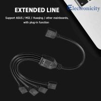 1ถึง4 4pin Extension Cable Adapter 12V 30ซม. Rgb Splitter Cable อุปกรณ์เสริมคอมพิวเตอร์เมนบอร์ด Aura Rgb Splitter สำหรับ Aura Led Light Bar สำหรับ Asus/msi