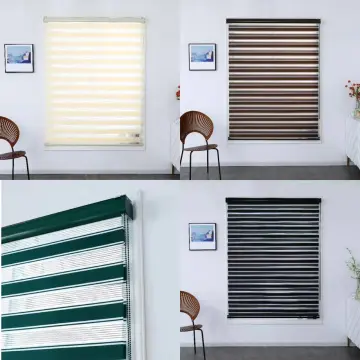 H.CHENG HOME Korean Venetian Blinds Dark Gray Stripes Curtain Blinds for  Windows Office Bathroom Living Room