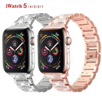 ✼ สำหรับ Apple Watch band 40mm 44mm 38mm 42mm women Diamond Band สำหรับ Apple Watch series54 3 2 1 iWatch สร้อยข้อมือสายสแตนเลส