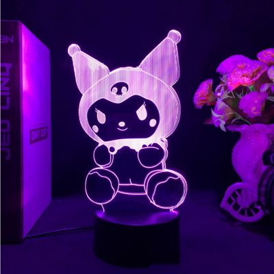 Cool โคมไฟกลางคืน LED รูปการ์ตูนอนิเมะ Sanrio Kuromi 3d ชาร์จ USB ของขวัญวันเกิด สําหรับเด็กผู้หญิง