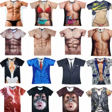 Men's 3D T-Shirt Bodybuilding Simulated Muscle Shirt Nude Skin Chest Muscle  3D Bodybuilding Simulated Muscle Shirt Nude Skin Chest Muscle Tee Shirt