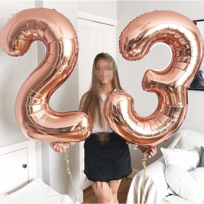 【CC】 32/40inch Number Foil Balloons Gold Digit Figure Helium Child Adult Birthday Wedding Supplies