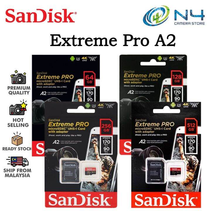 Sandisk Extreme Pro A2 Max.170MB/s Micro SD Memory Card Extreme Pro Mirco SD Card (256GB/512GB