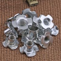 20pcs M3 M4 M5 M6 M8 M10 M12 Zinc Plated Four Claws Nut Speaker Nut T-nut Blind Pronged Tee Nut Furniture Hardware