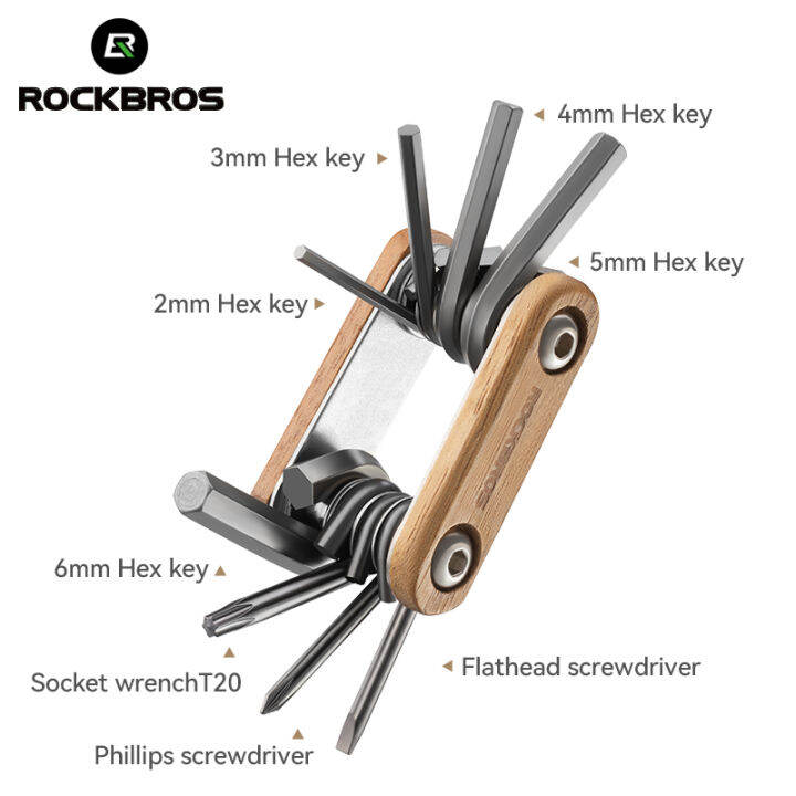 ROCKBROS Lightweight Bike Multi Tool Alloyed Titanium Plating Wooden