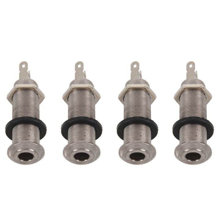 4X Electric Guitar Jack Chrome Threaded Cylinder Output Input Jack Plug