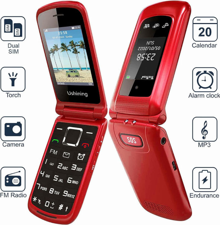 ushining-4g-lte-unlocked-senior-flip-phone-with-speed-talk-sim-card-seniors-cell-phone-sos-big-button-senior-basic-phone-for-elderly-2-4-inch-screen-unlocked-feature-phone-with-charging-dock-red