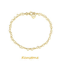 Kemstone 925 Silver Heart Female Gold Plated Silver Anklet Jewelry Gift for Women