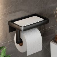 Large Toilet Paper Holder Wall-Mounted Paper Roll Holder With Storage Tray Toilet Organizer Phone Stand Bathroom Accessories Toilet Roll Holders