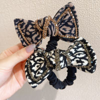 Korean Fabric Rhinestone Bowknot Hair Ring Temperament Wild Tie Ponytail Rubber Band Elegant Girl Hair Rope Headdress