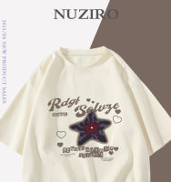 NUZIRO(พร้อมส่ง)เสื้อยืดแขนสั้น รูปแบบดาว ผ้านิ่ม เด้ง ใส่สบาย สไตล์เกาหลี #B0207