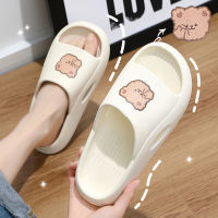 Summer Non-slip Women Platform Slippers Beach Slide Sandals Flip Flops Cartoon Candy Bear High Heels Ladies Girls Bathroom Shoes