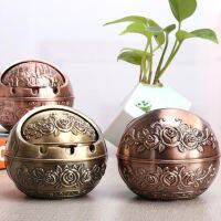 ที่เขี่ยโลหะสไตล์ที่เขี่ยซิการ์ Windproof พร้อมฝาปิด Ash Tray Ball Shape ที่เขี่ยของขวัญกล่อง Home Decor