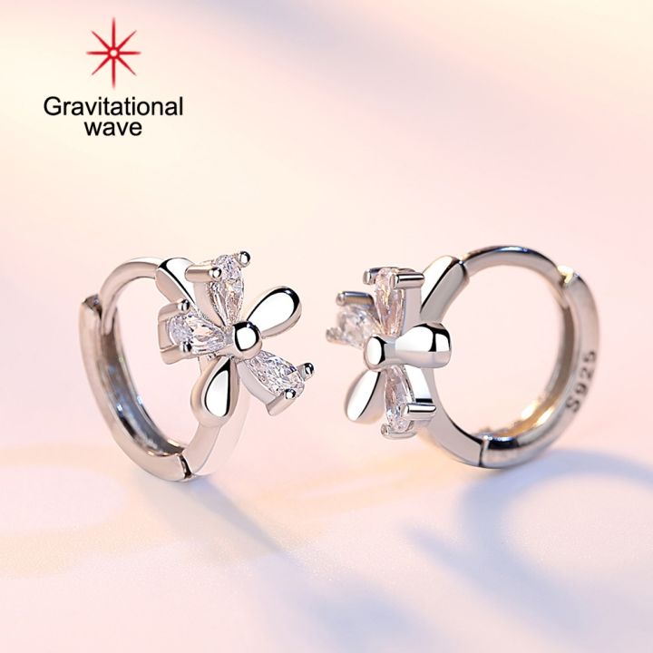 gravitational-wave-sweet-women-blossom-shape-cubic-zirconia-ฝัง-huggie-ต่างหูเครื่องประดับ